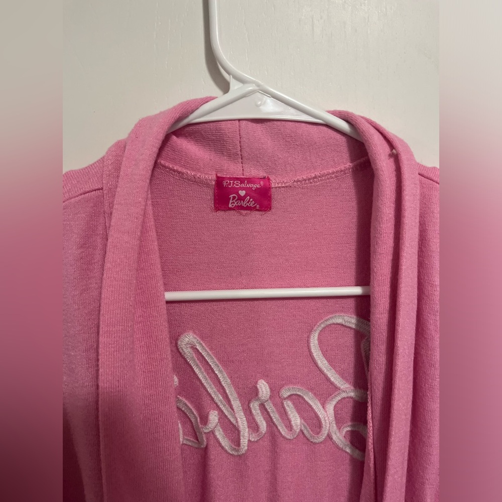 PJ Salvage BARBIE Soft‎ Robe Pink Women’s Size M Open Front Short - Picture 5 of 7